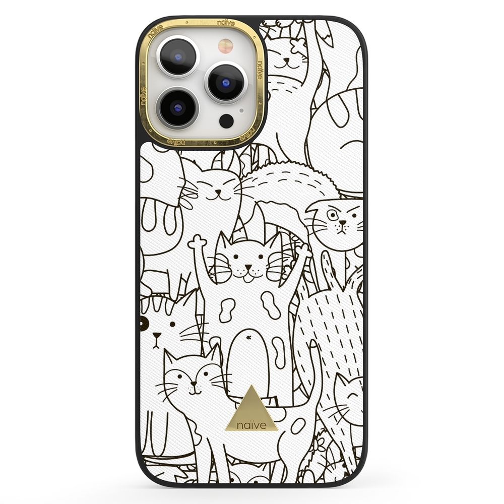 Naive iPhone 13 Pro Max Case - Cat Doodles
