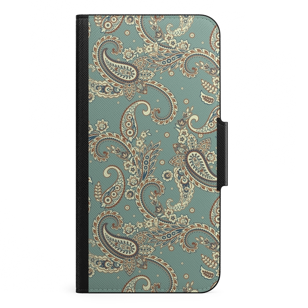Naive Samsung Galaxy S21 Plus Wallet Case- Paisley Green