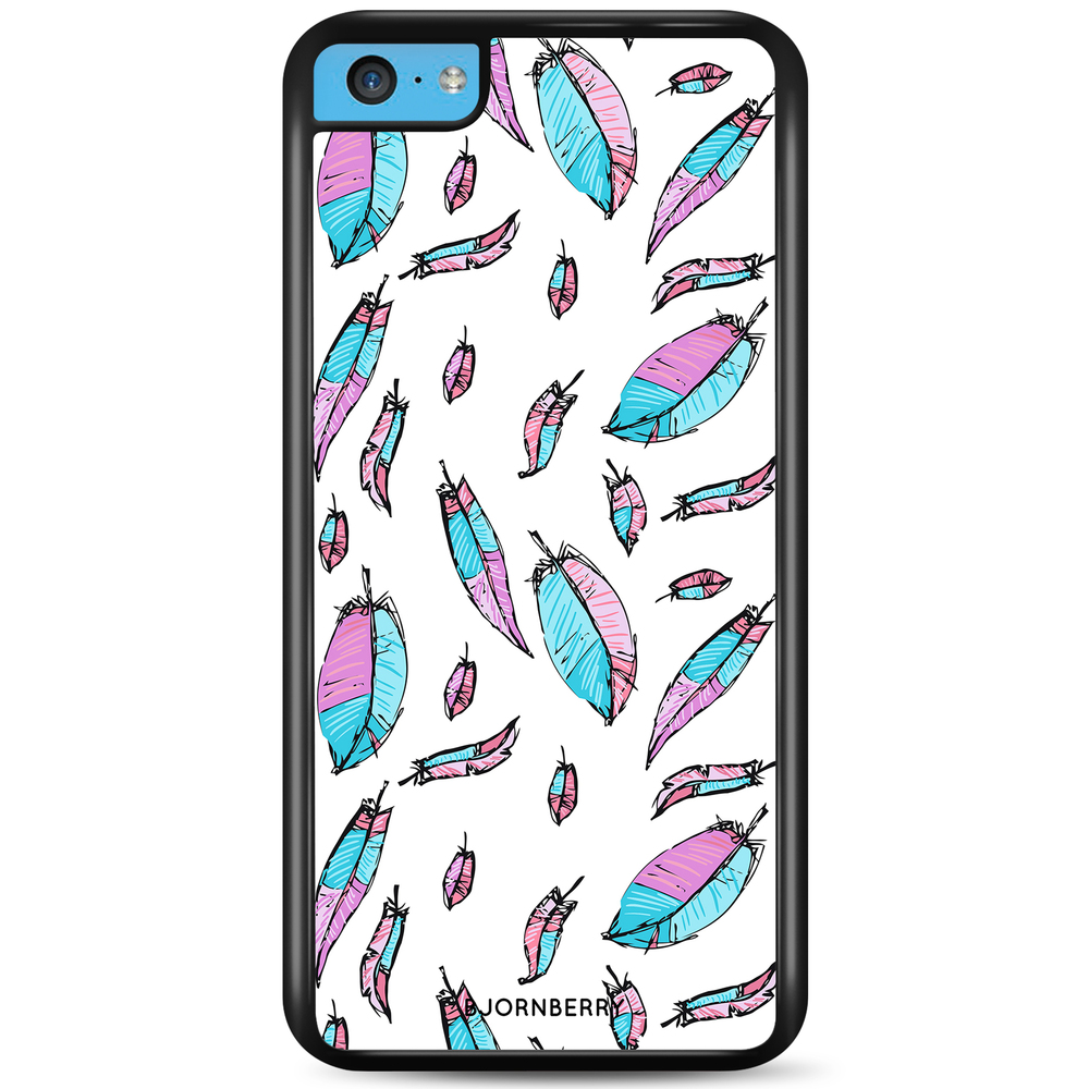 iPhone 5C Skal - Rosa/Blå Fjädrar | Mobilskal & Mobilfodral BJORNBERRY