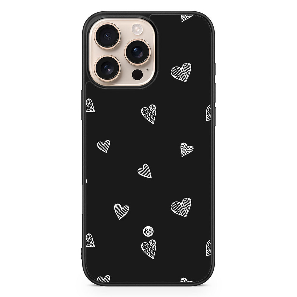 iPhone 16 Pro Max Case - Black & White Hearts