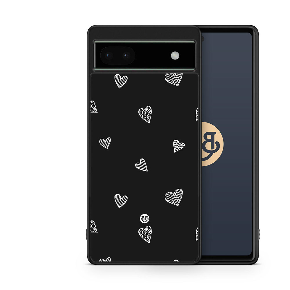 Google Pixel 6a Case - Black & White Hearts