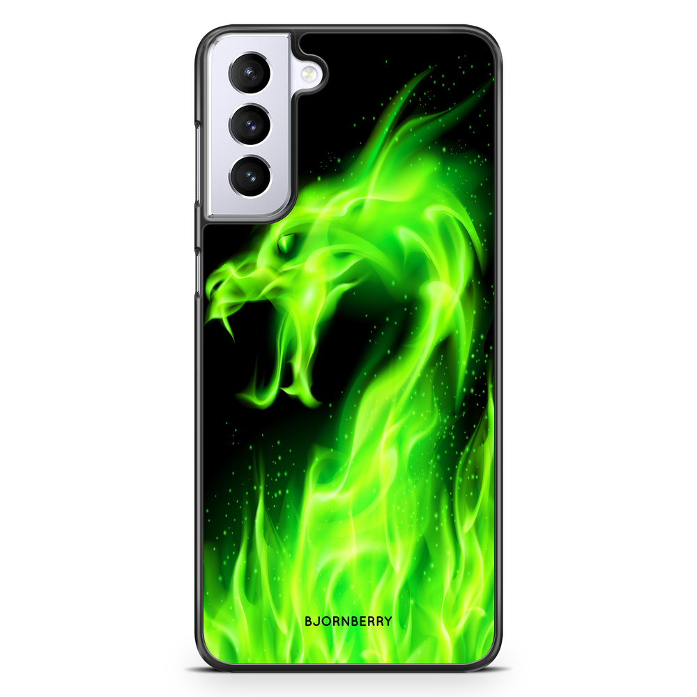 Samsung Galaxy S21 Plus Case - Green Flames Dragon