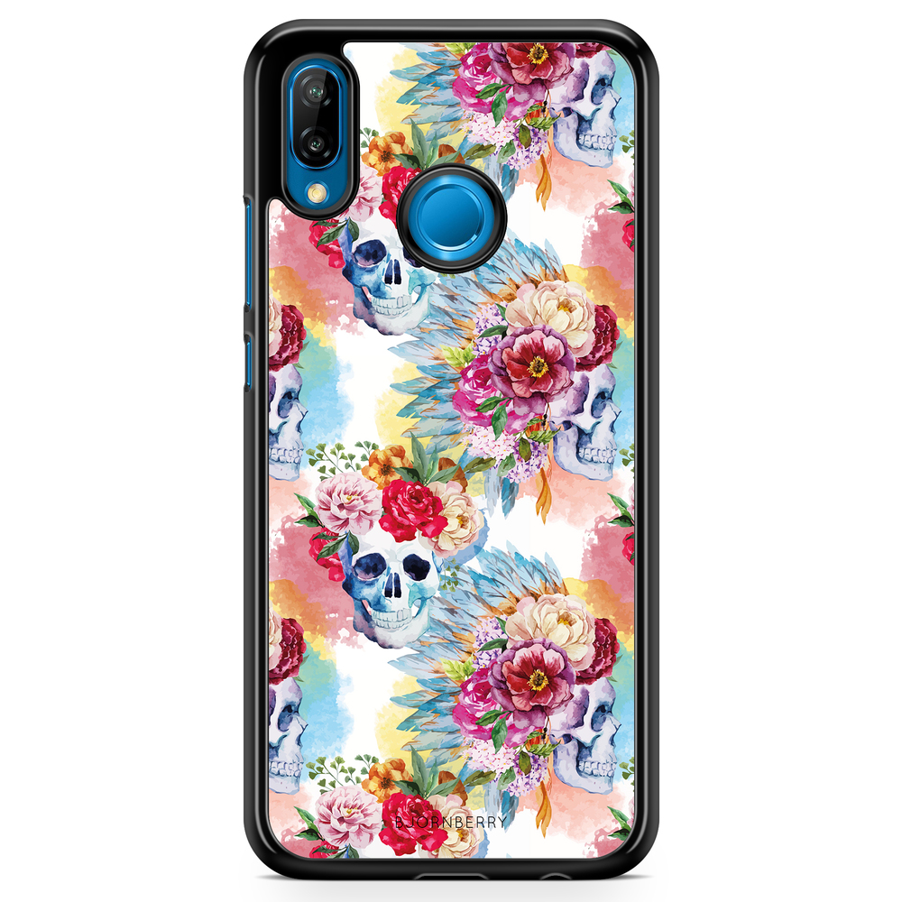 Huawei P20 Lite Case - Skulls And Flowers