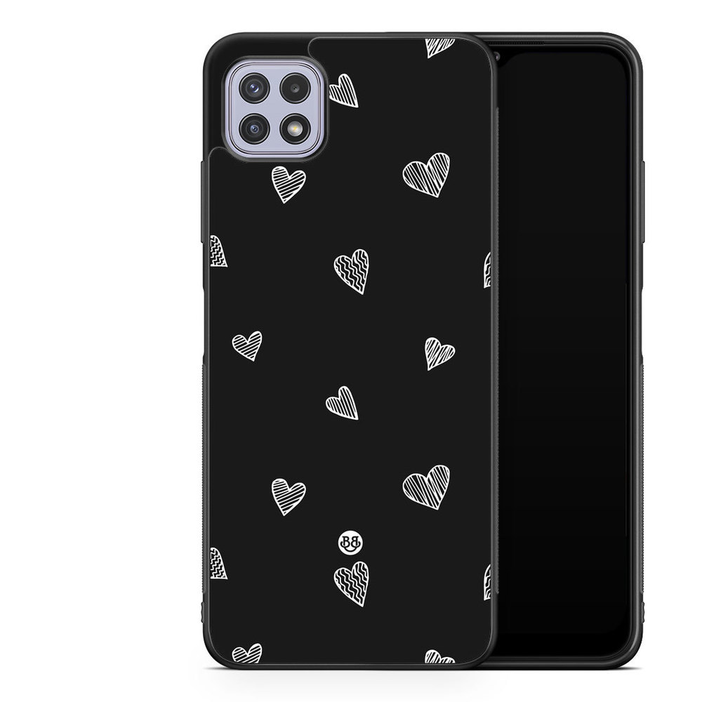 Samsung Galaxy A22 4G Case - Black & White Hearts