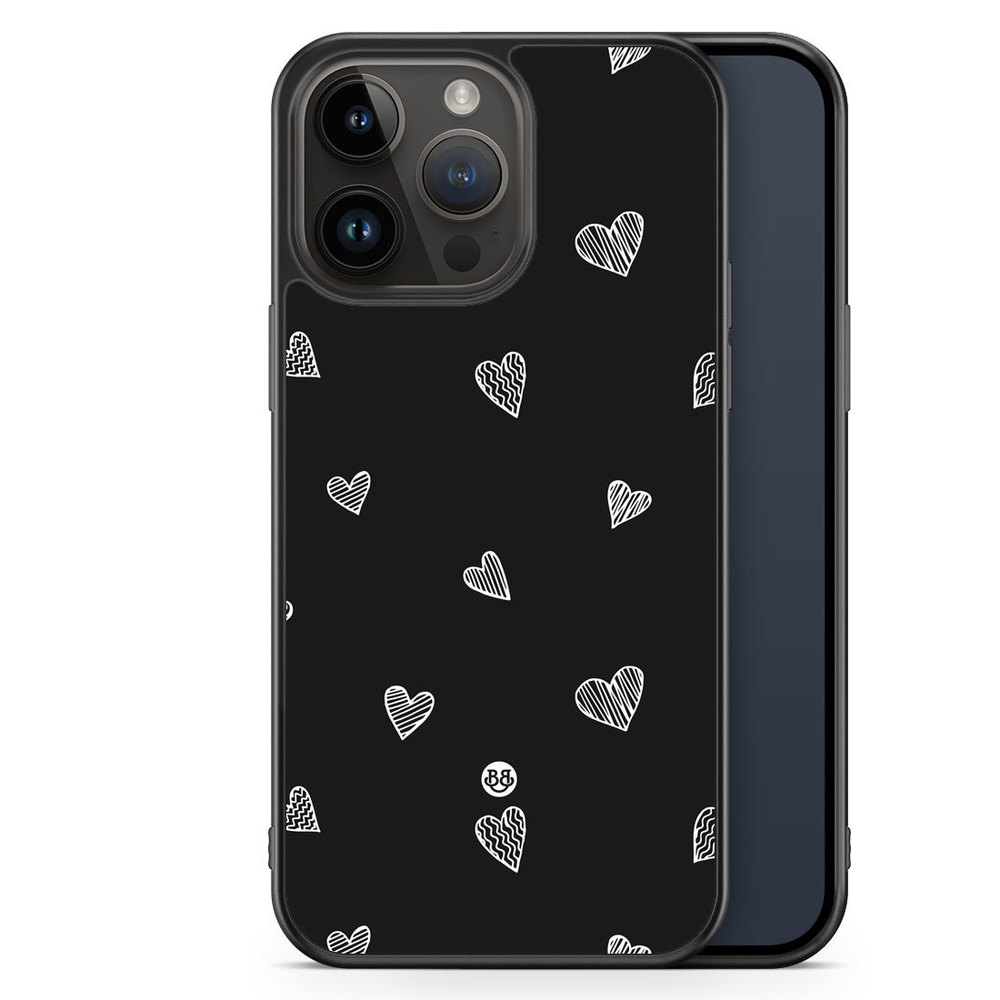 iPhone 14 Pro Max Case - Black & White Hearts