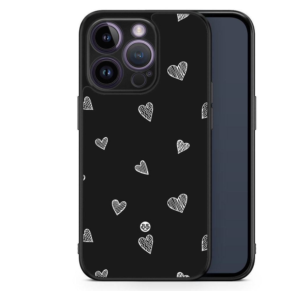 iPhone 14 Pro Case - Black & White Hearts