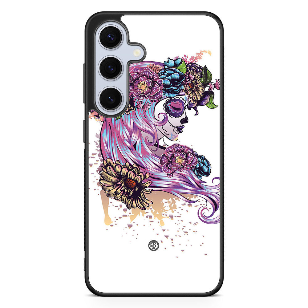 Samsung Galaxy S24 FE Case - Skull Girl Flowers