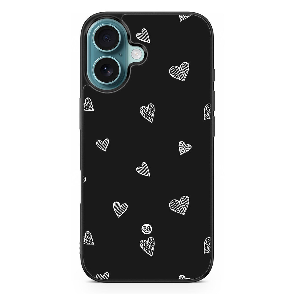 iPhone 16 Case - Black & White Hearts