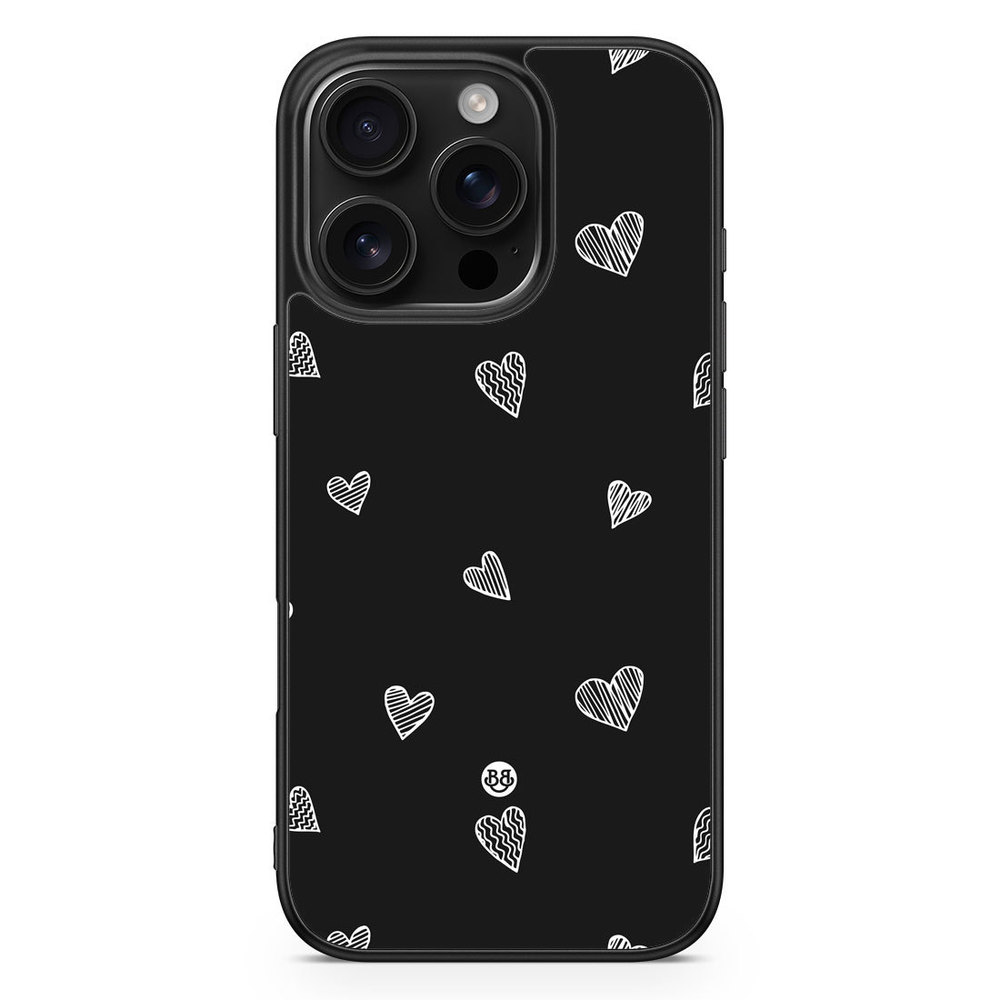 iPhone 16 Pro Case - Black & White Hearts