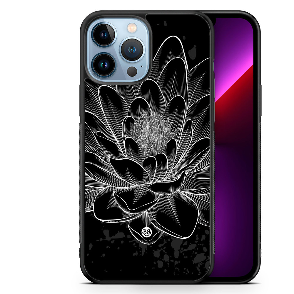 iPhone 13 Pro Max Case - Black/White Lotus