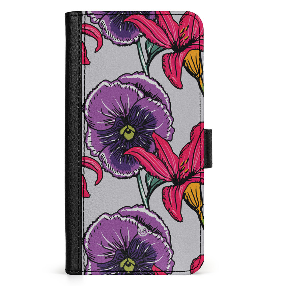Google Pixel 9 Pro XL Wallet Case - Purple/Cerise Floral