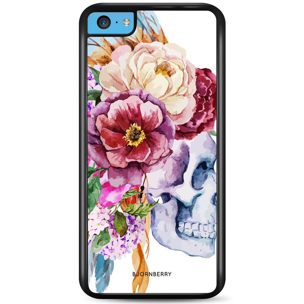iPhone 5C Case - Skull & Flowers