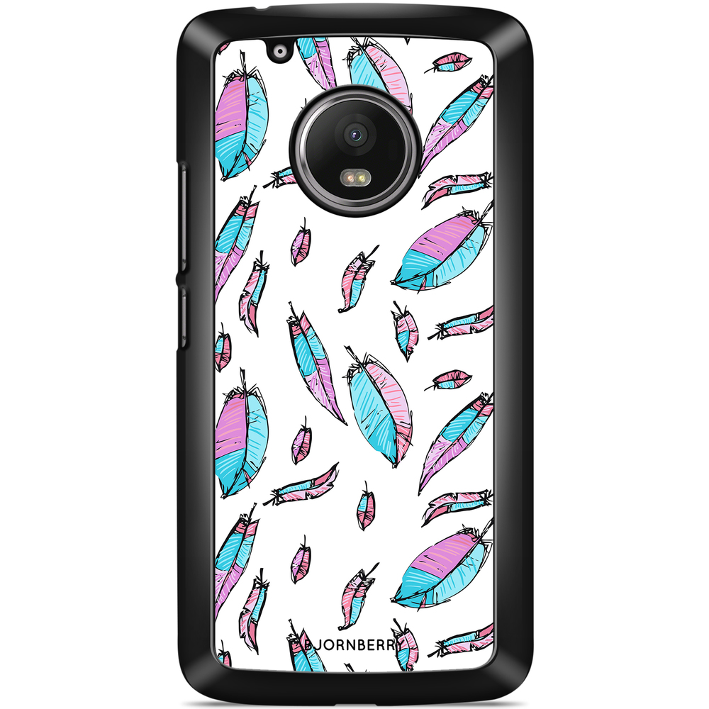 Moto G5 Plus Case - Pink/Blue Feathers