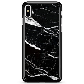 iPhone X / XS Skal - Svart Marmor