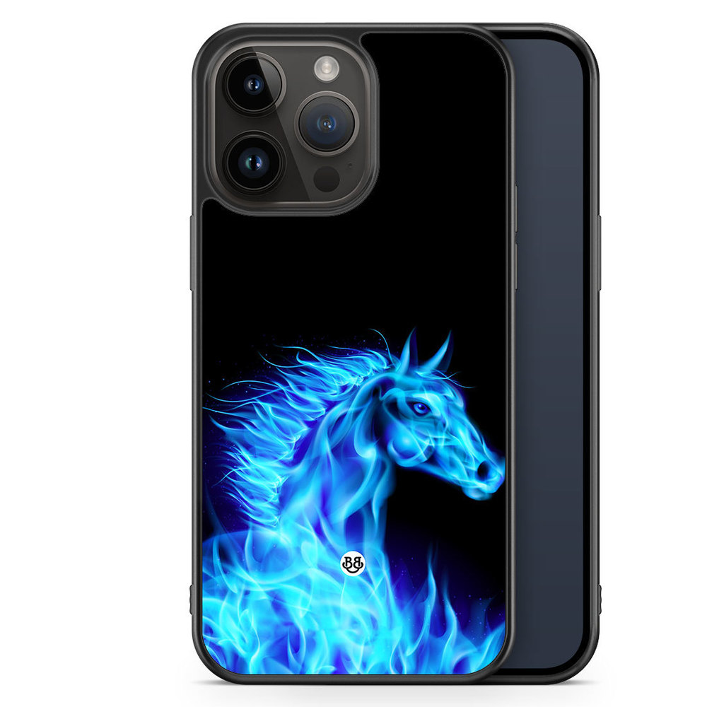 iPhone 14 Pro Max Case - Flames Horse Blue