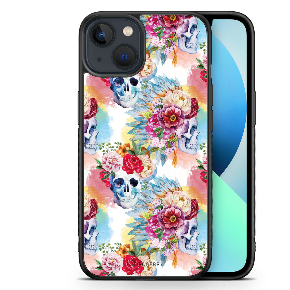iPhone 13 Mini Case - Skulls And Flowers