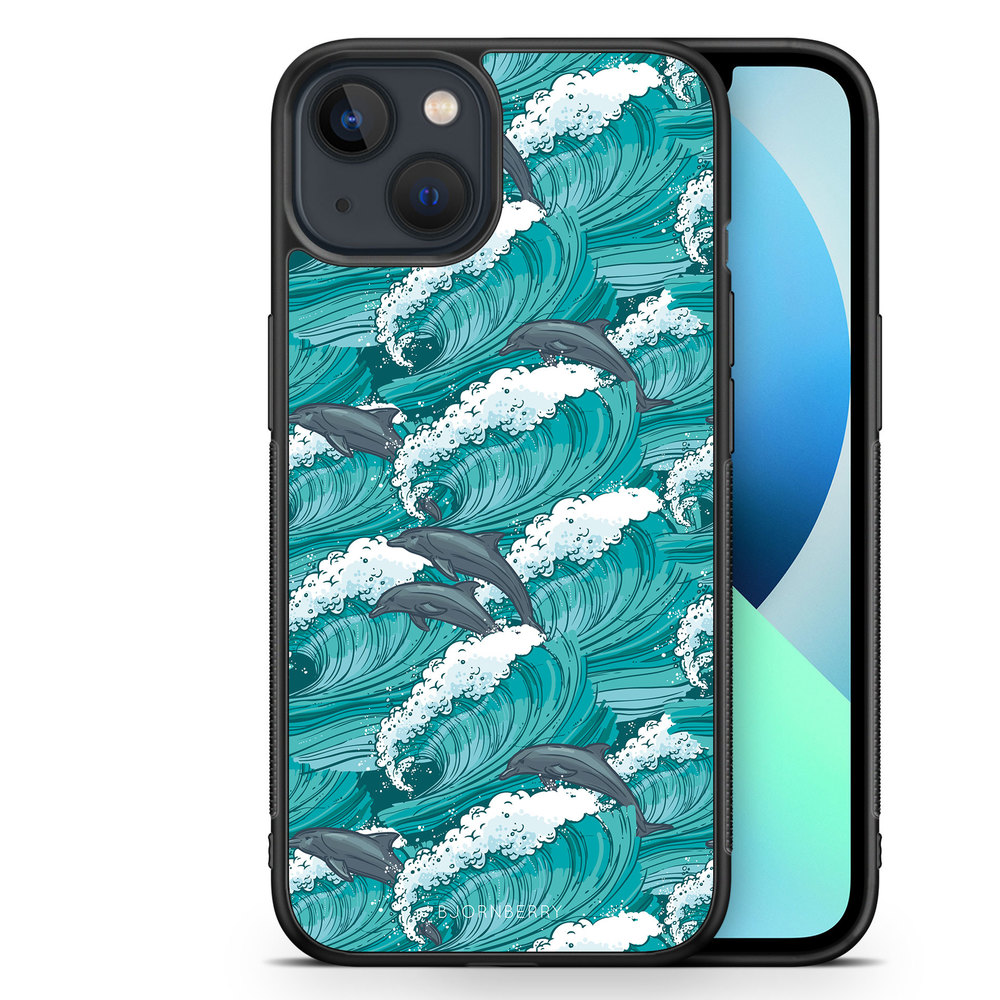 iPhone 13 Mini Case - Waves And Dolphins