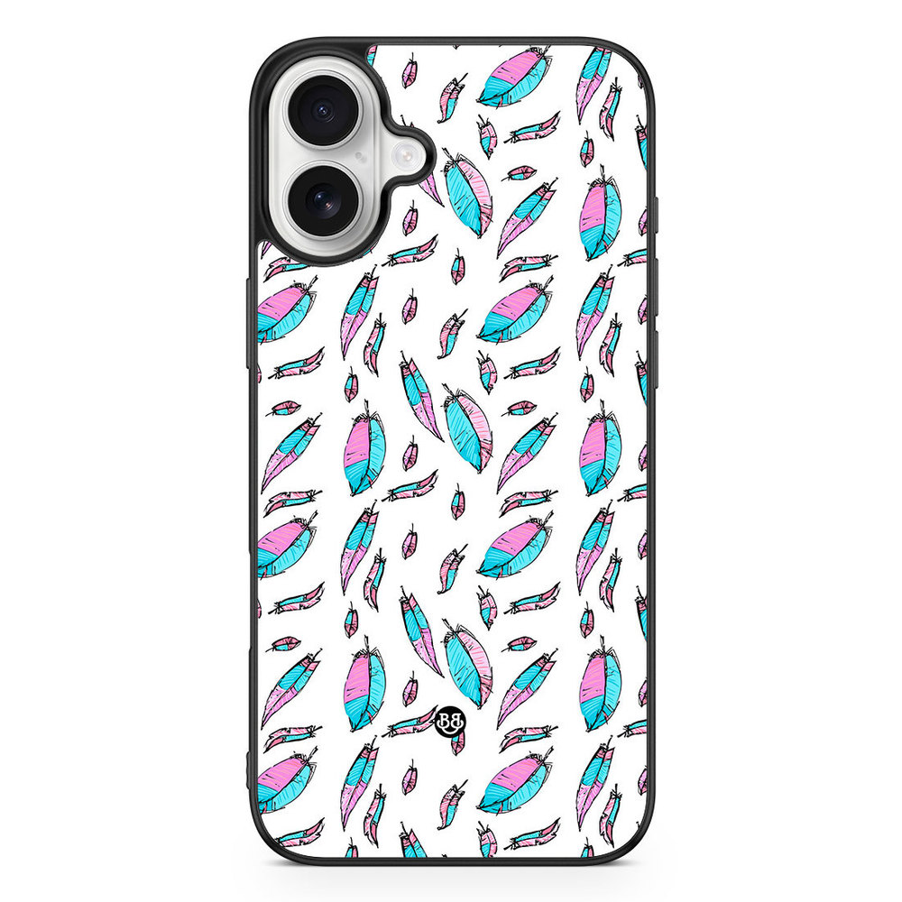 iPhone 16 Plus Case - Pink/Blue Feathers