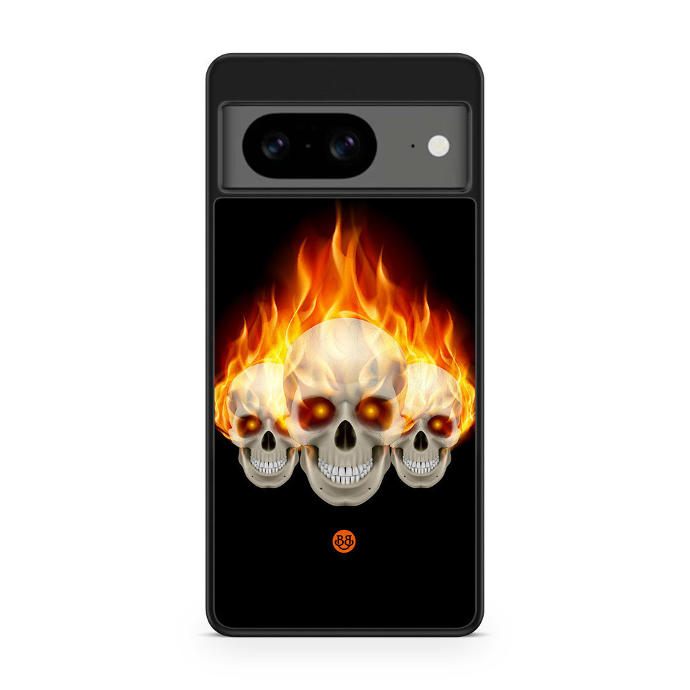 Google Pixel 8 Case - Flames Skulls