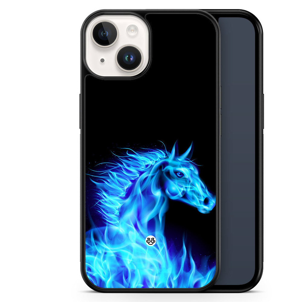 iPhone 14 Case - Flames Horse Blue