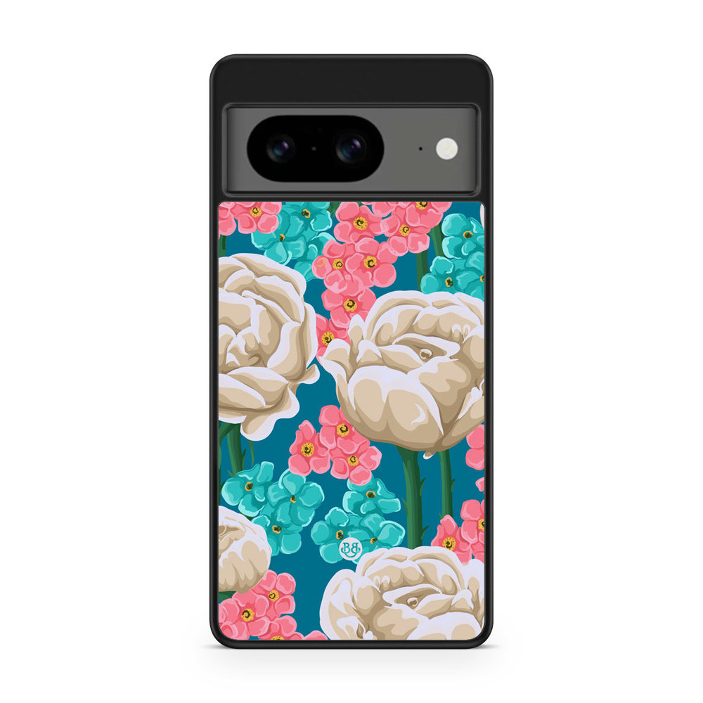 Google Pixel 8 Case - Seamless White Roses