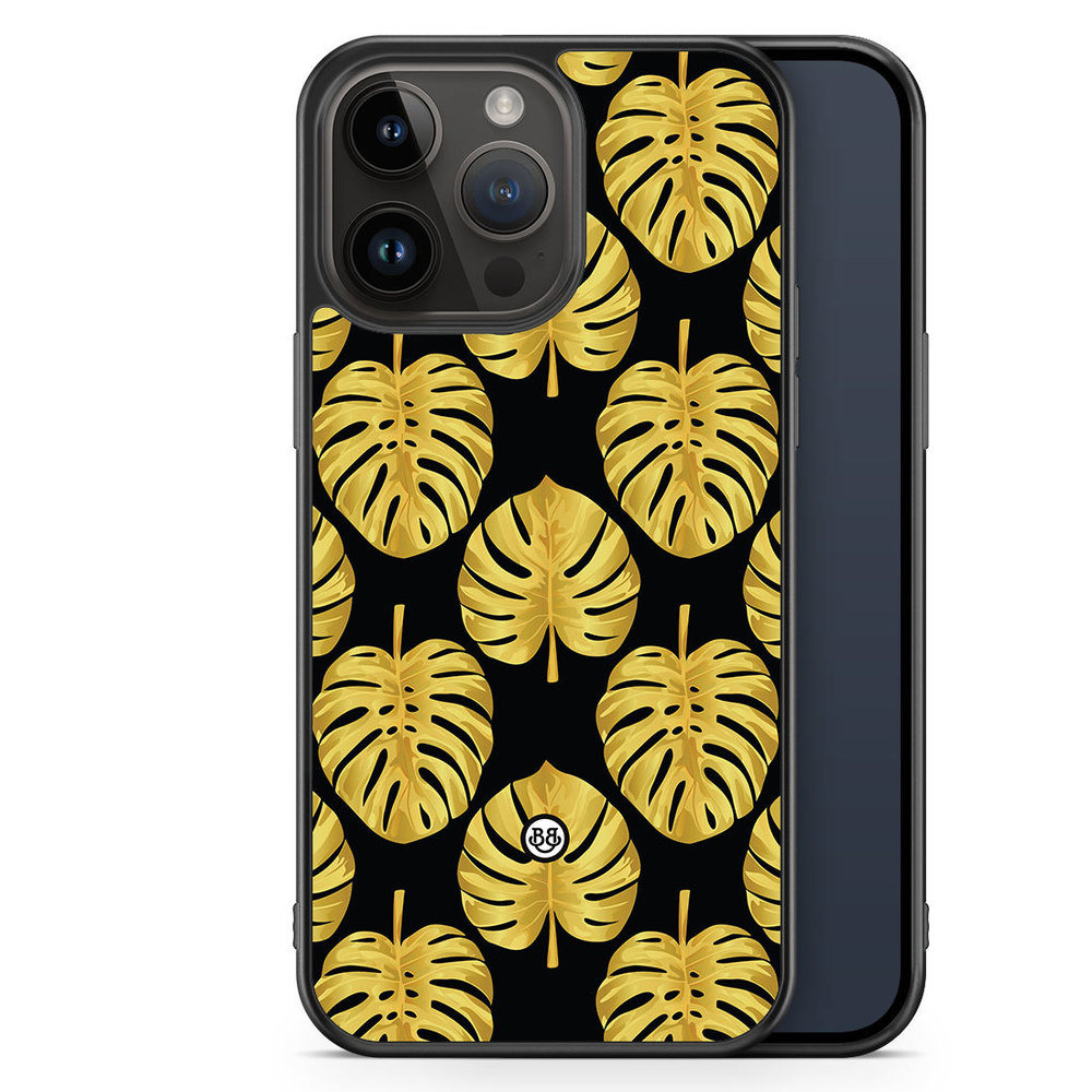 iPhone 14 Pro Max Case - Gold Monstera