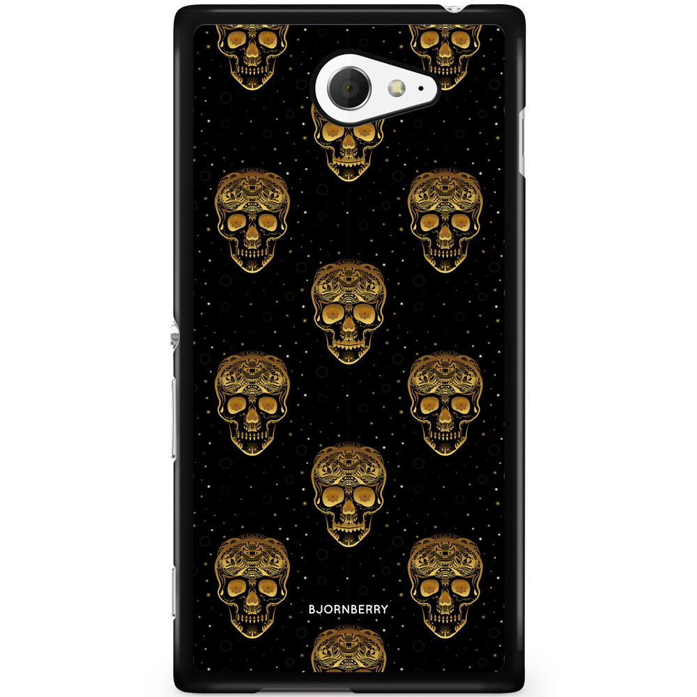 Sony Xperia M2 Aqua Case - Gold Skulls