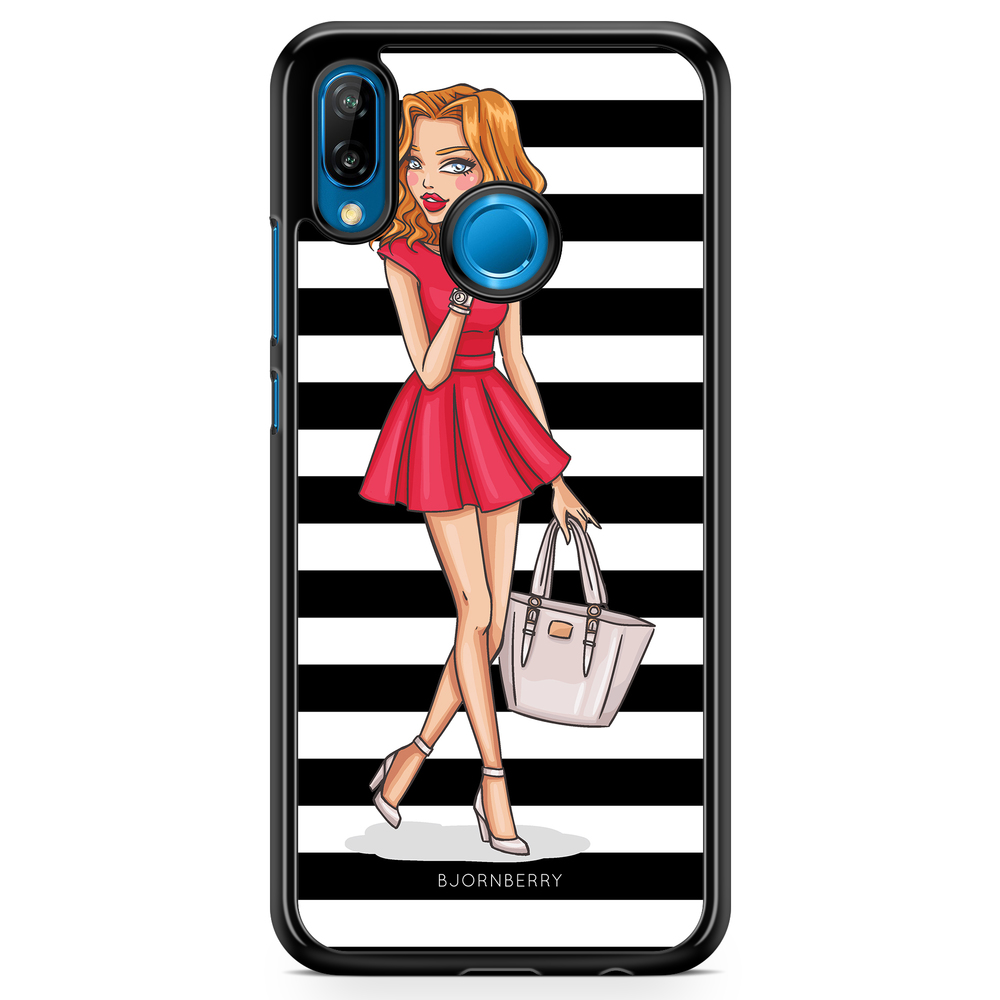 Huawei P20 Lite Skal - Modeskiss Dam Röd