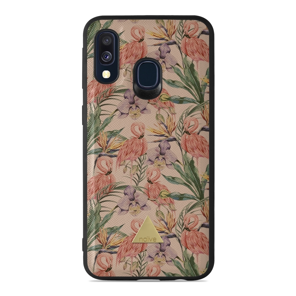 Naive Samsung Galaxy A40 (2019) Case - Flamingos & Flowers