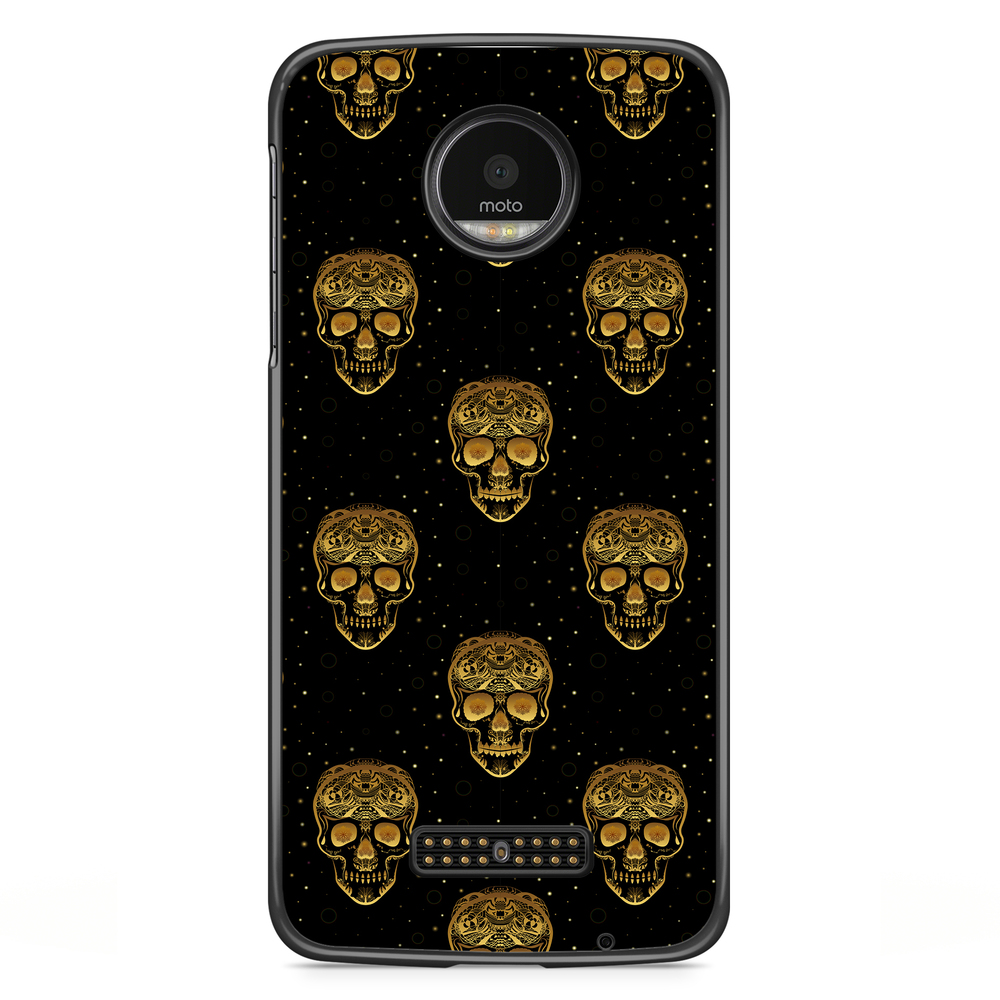 Moto Z2 Play Case - Gold Skulls