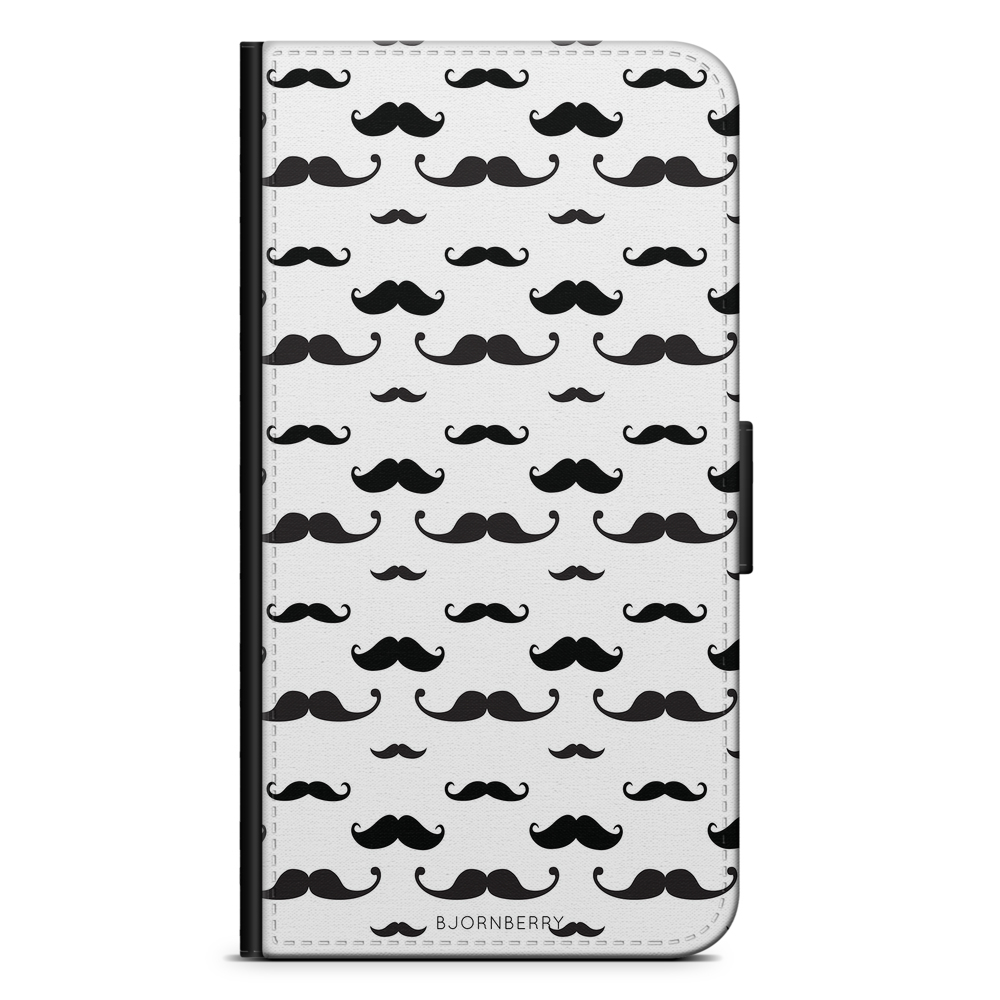 Samsung Galaxy A12 Wallet Case - Mustache Pattern