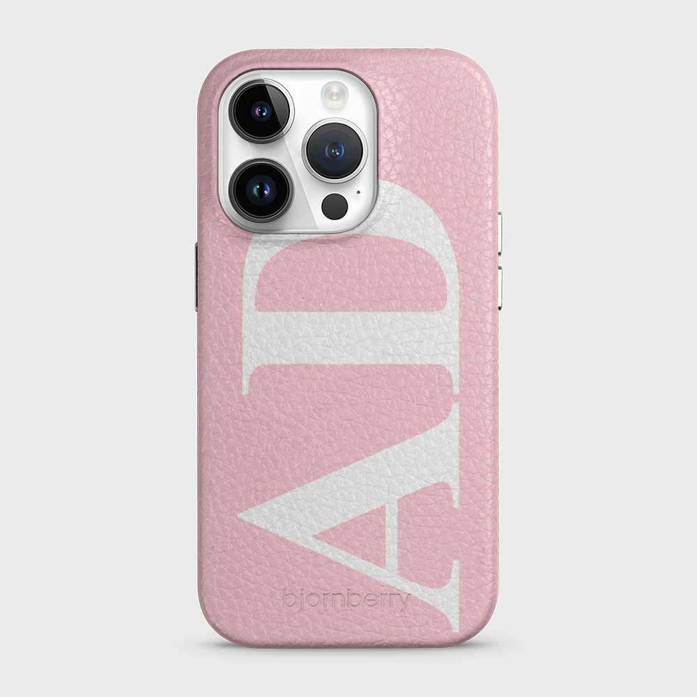 iPhone 15 Pro Personalised Leather Case - Large Initials - 14