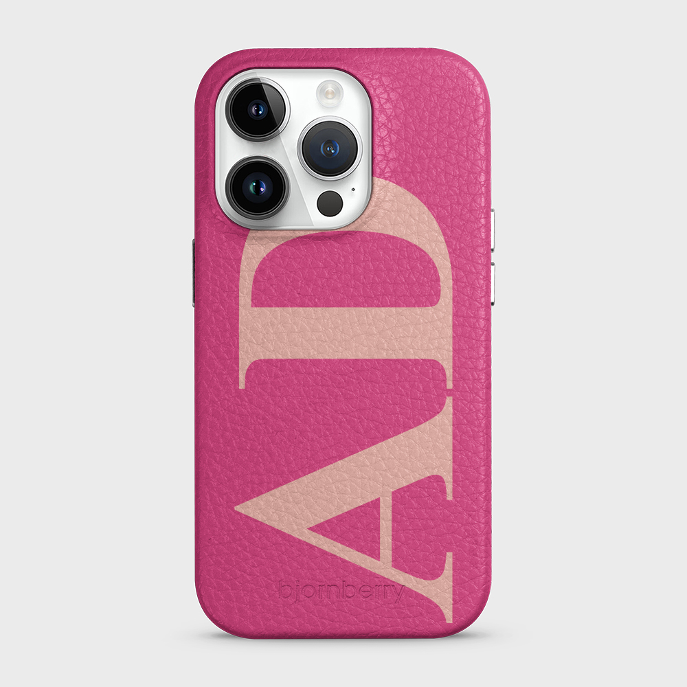 iPhone 15 Pro Personalised Leather Case - Large Initials - 25