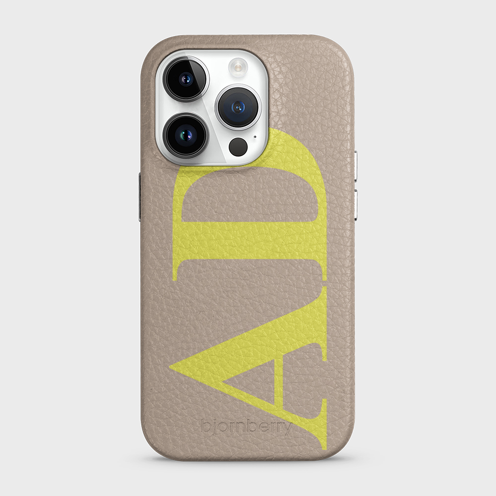iPhone 15 Pro Personalised Leather Case - Large Initials - 36