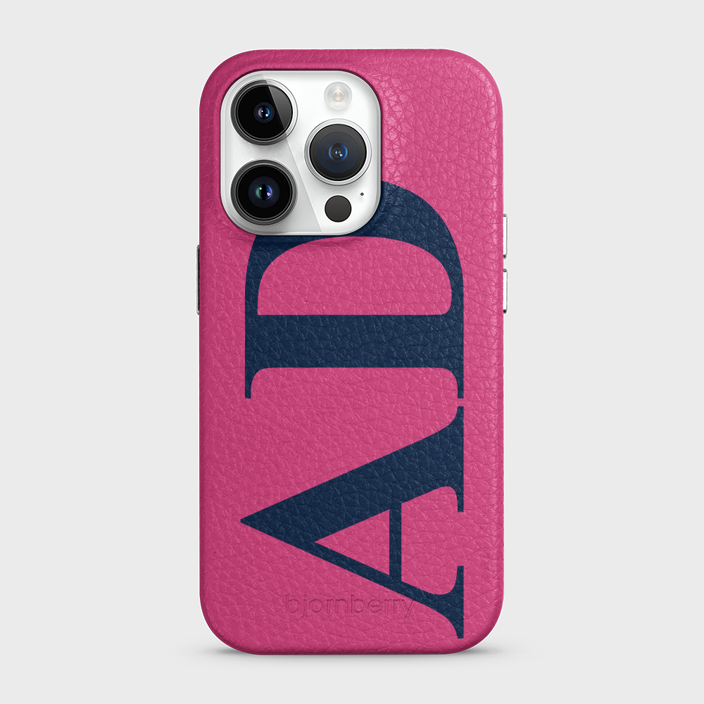 iPhone 15 Pro Personalised Leather Case - Large Initials - 23