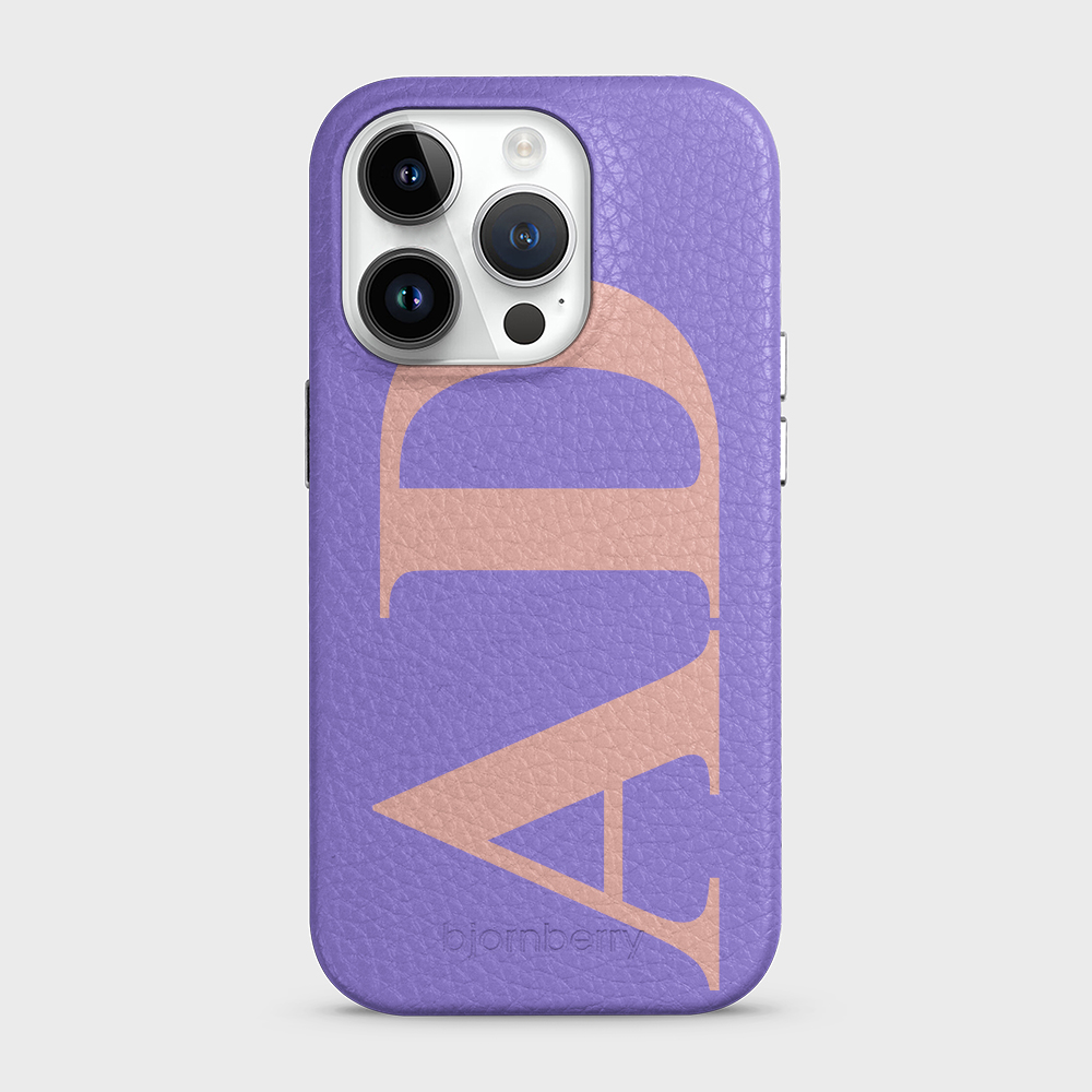 iPhone 15 Pro Personalised Leather Case - Large Initials - 18