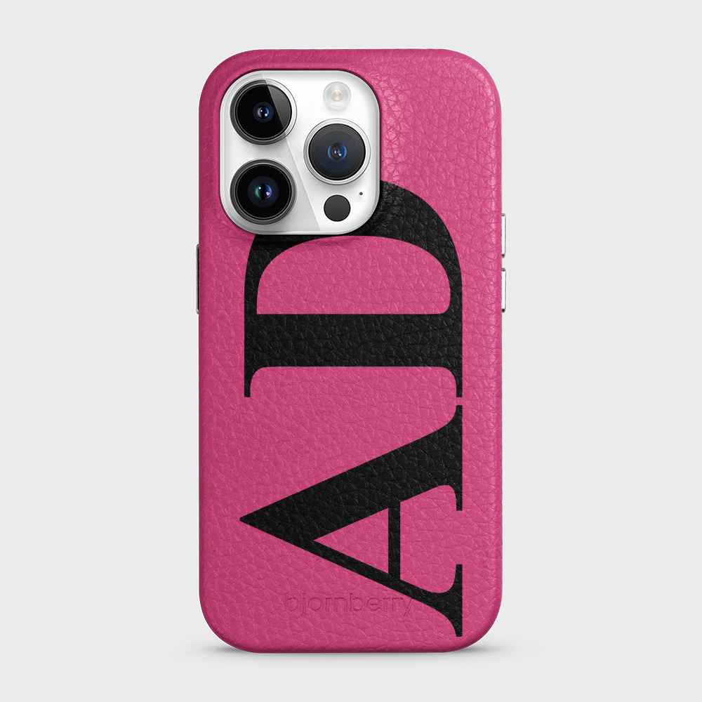iPhone 15 Pro Personalised Leather Case - Large Initials - 27