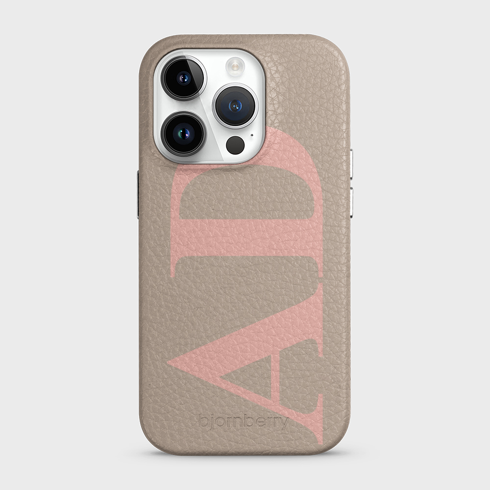iPhone 15 Pro Personalised Leather Case - Large Initials - 32