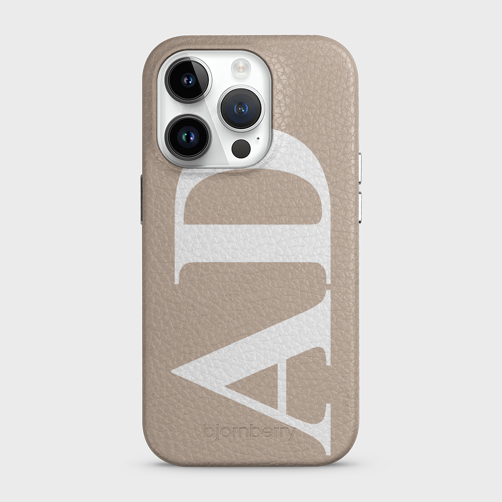 iPhone 15 Pro Personalised Leather Case - Large Initials - 35