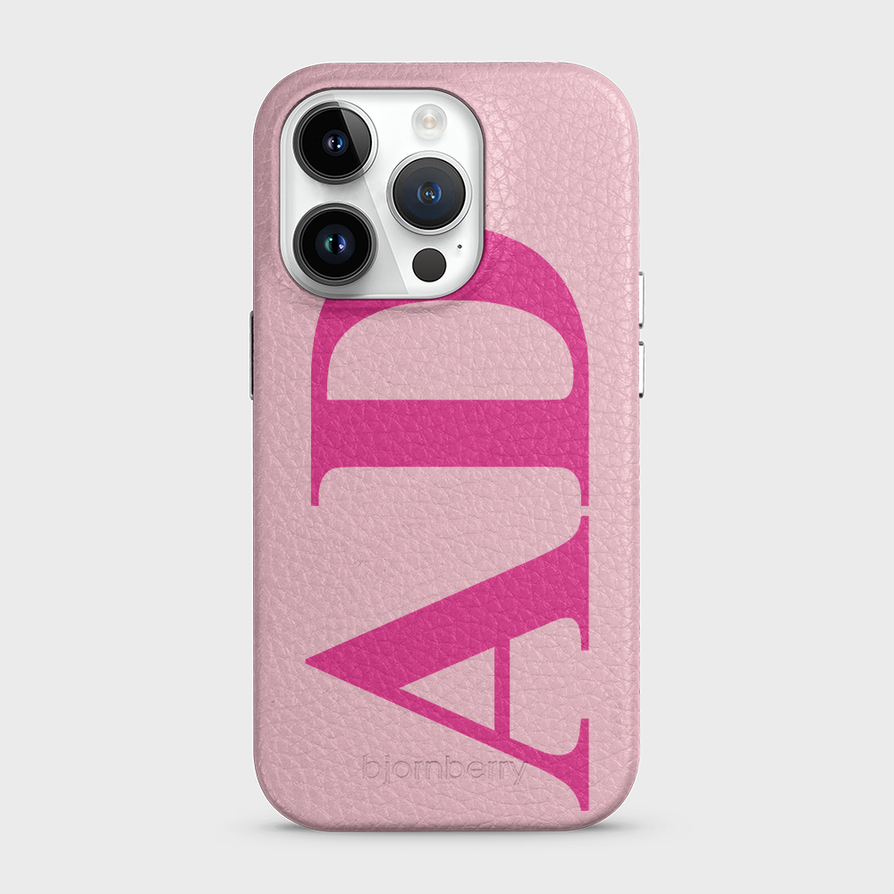 iPhone 15 Pro Personalised Leather Case - Large Initials - 10