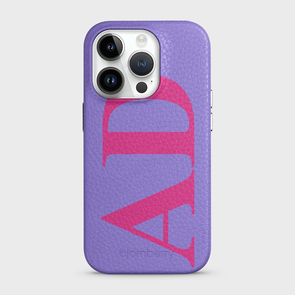 iPhone 15 Pro Personalised Leather Case - Large Initials - 17