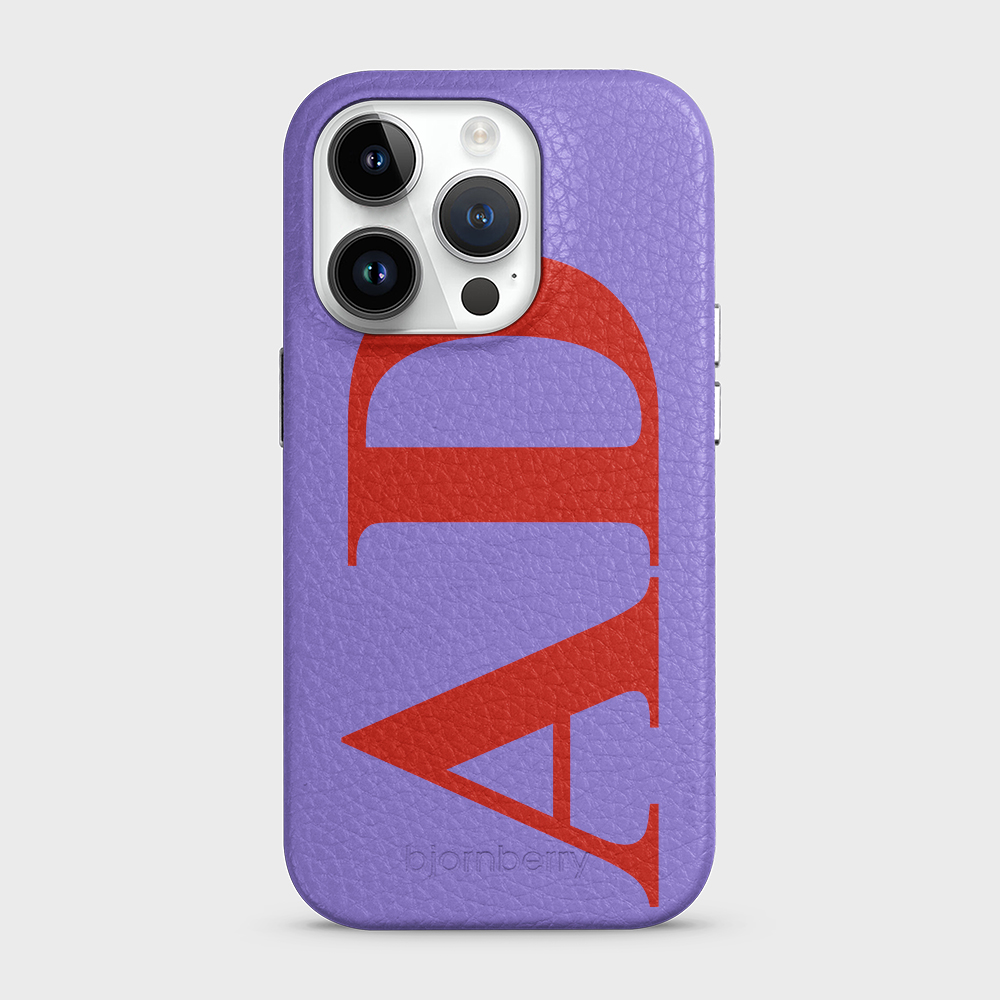iPhone 15 Pro Personalised Leather Case - Large Initials - 19