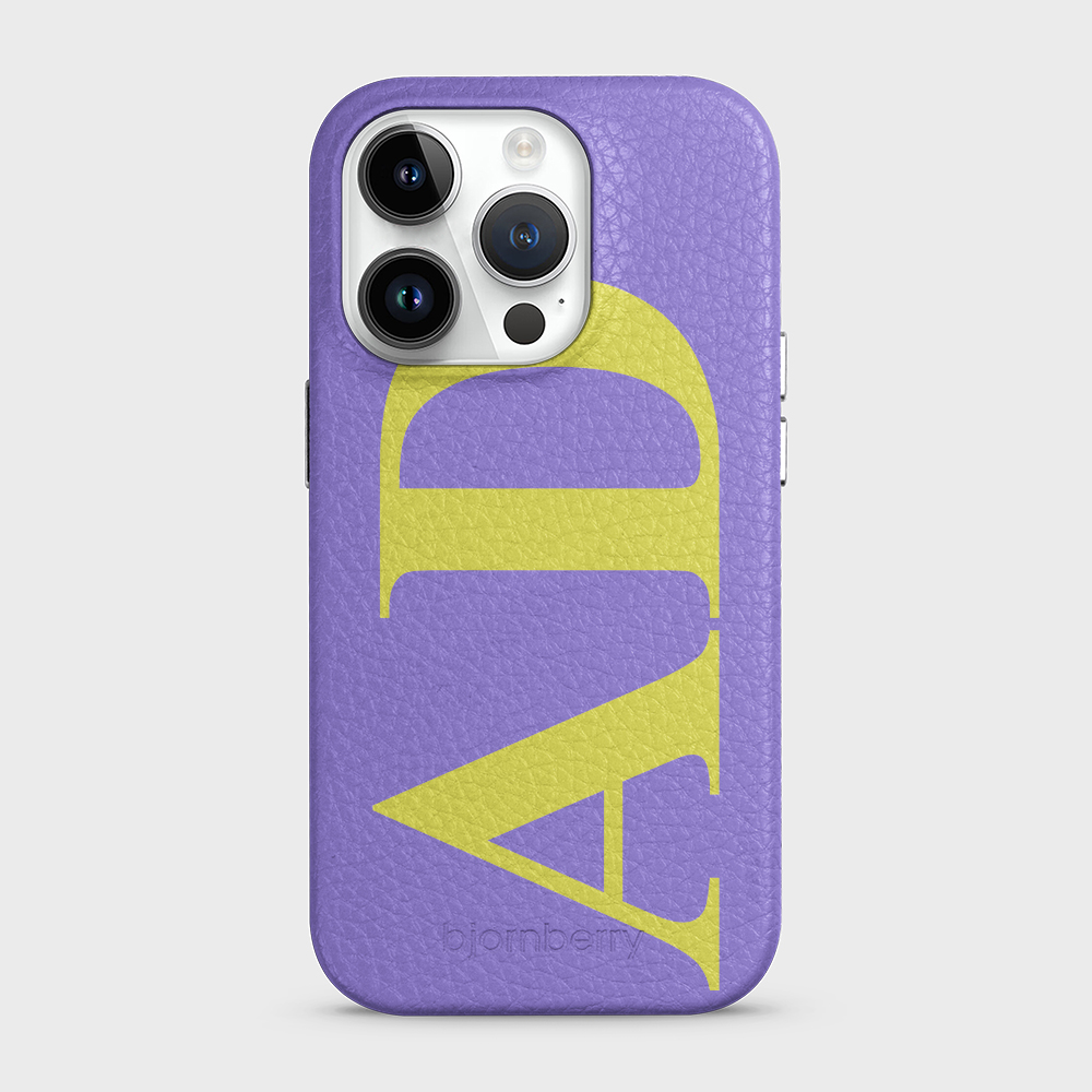 iPhone 15 Pro Personalised Leather Case - Large Initials - 22