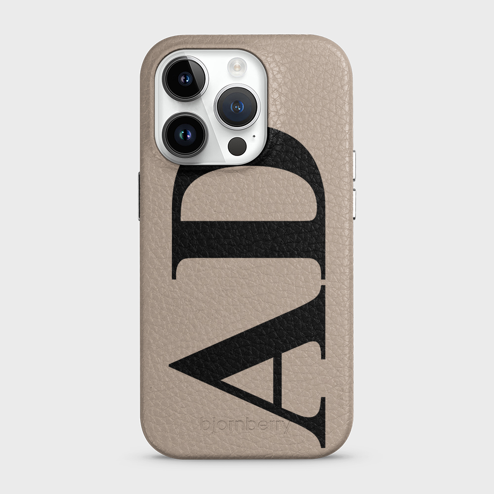 iPhone 15 Pro Personalised Leather Case - Large Initials - 34