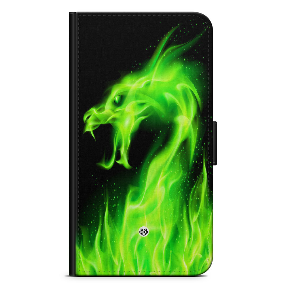 Samsung Galaxy S23 Plus Wallet Case - Green Flames Dragon