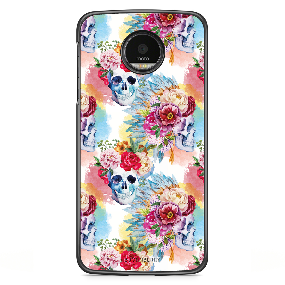 Motorola Moto G5S Plus Skal - Dödskallar & Blommor