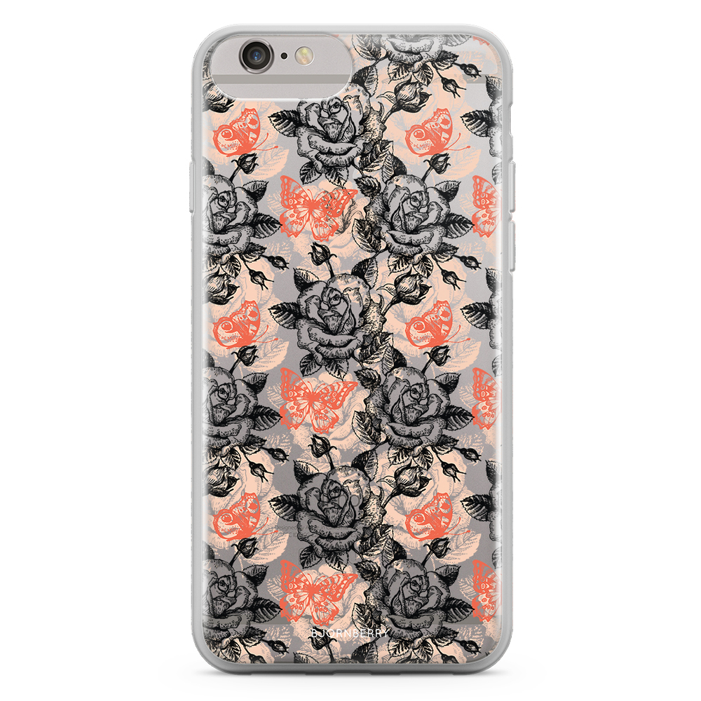 iPhone 6 Plus/6s Plus Fashion Case - Roses & Butterflies