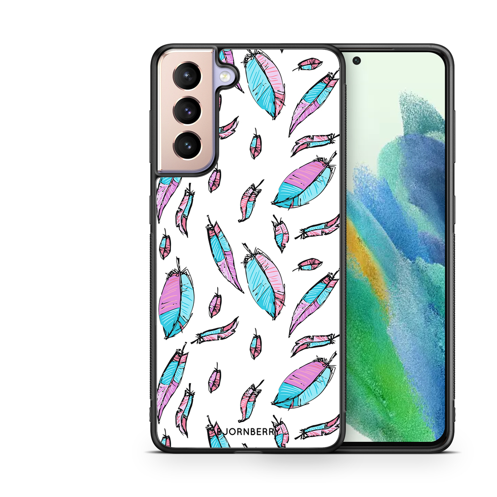 Samsung Galaxy S21 FE 5G Case - Pink/Blue Feathers