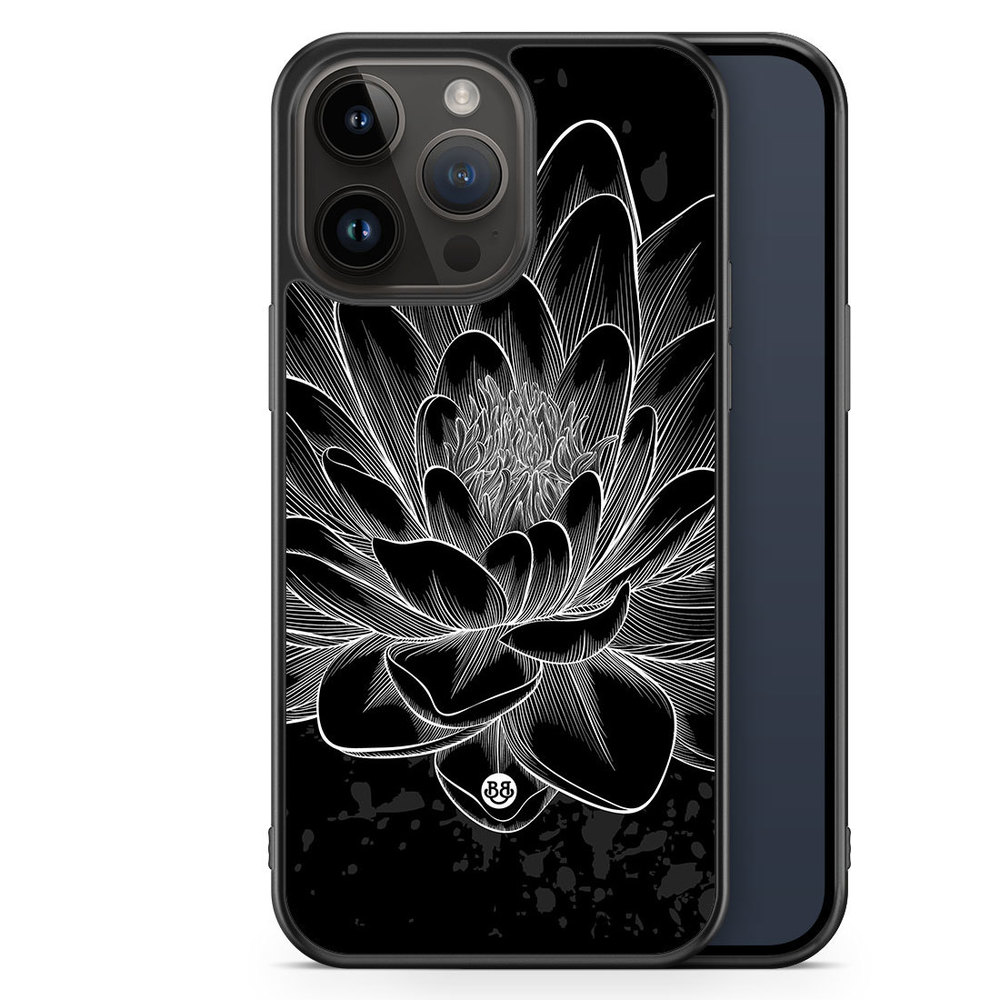 iPhone 14 Pro Max Case - Black/White Lotus