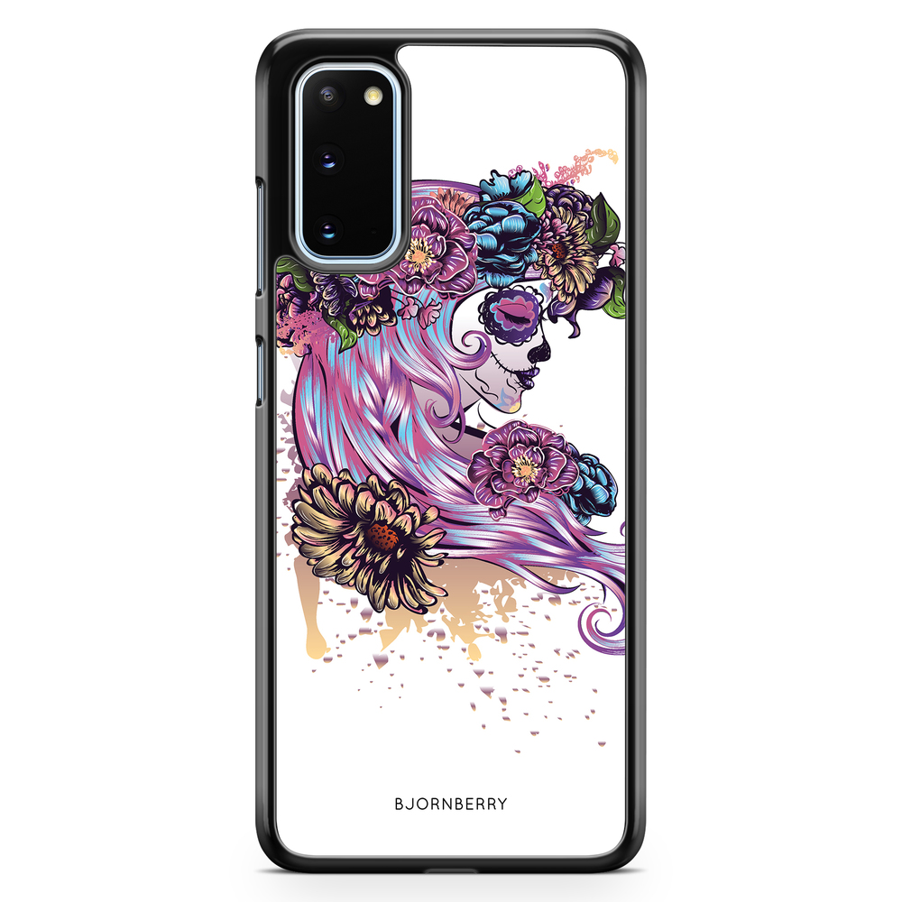 Samsung Galaxy S20 Case - Skull Girl Flowers
